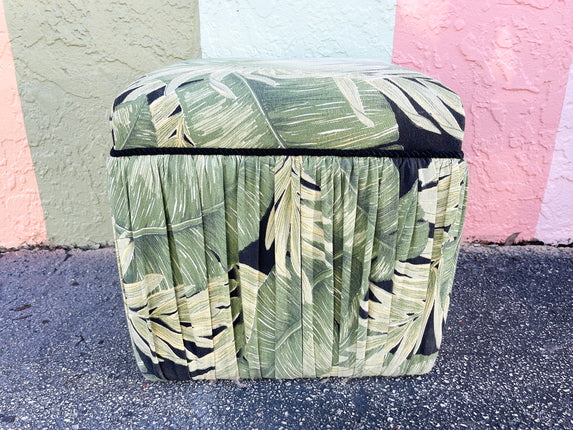 Ruched Palm Leaf Pouf