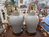 Pair of Ceramic Blue Roche Lamps