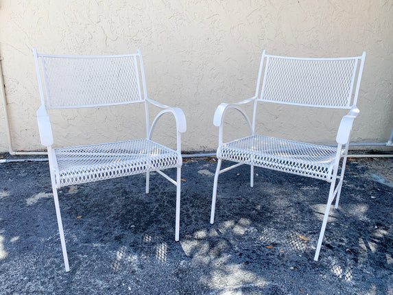 Pair of Diamond Pattern Patio Chairs