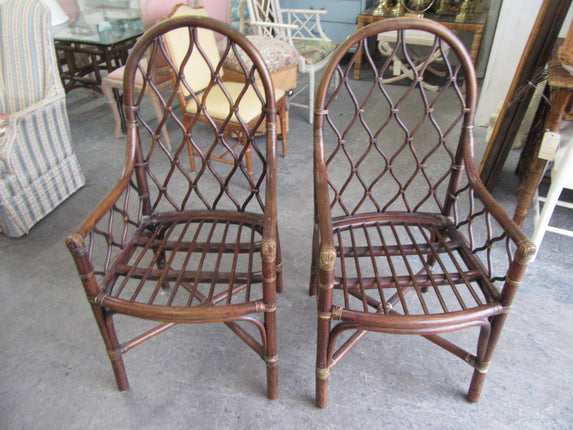 Two Island Style Rattan Dining Chairs