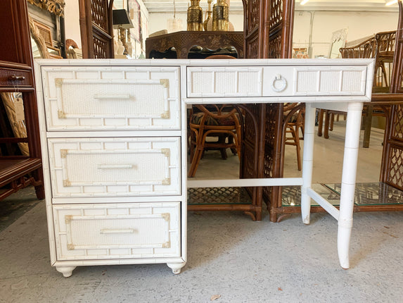 Faux Bamboo Desk with Hutch