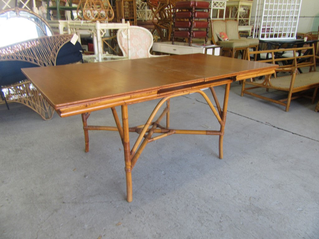 1940's Rattan Extendable Bamboo Table