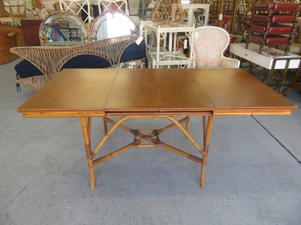 1940's Rattan Extendable Bamboo Table