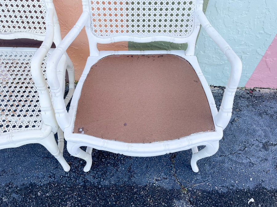 Pair of Faux Bamboo and Cane Arm Chairs