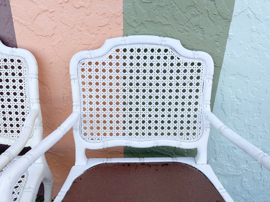 Pair of Faux Bamboo and Cane Arm Chairs