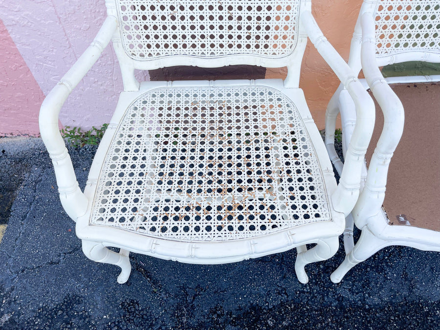 Pair of Faux Bamboo and Cane Arm Chairs