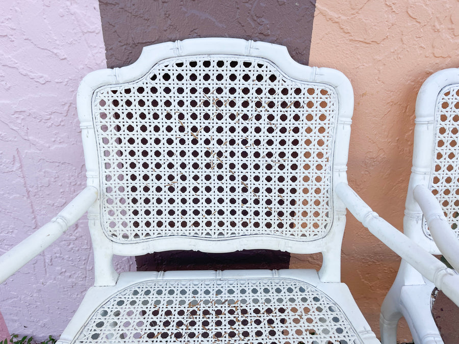 Pair of Faux Bamboo and Cane Arm Chairs