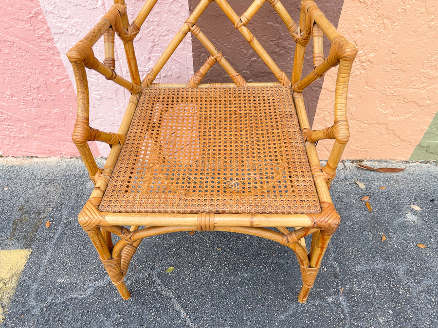 Pair of Italian Rattan Chippendale Chairs