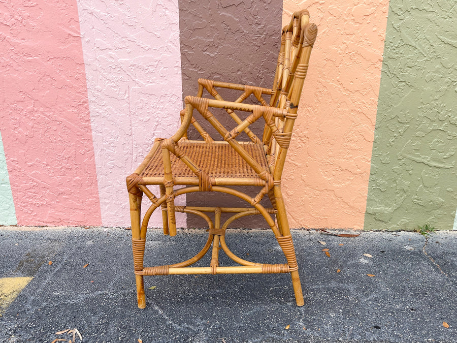 Pair of Italian Rattan Chippendale Chairs