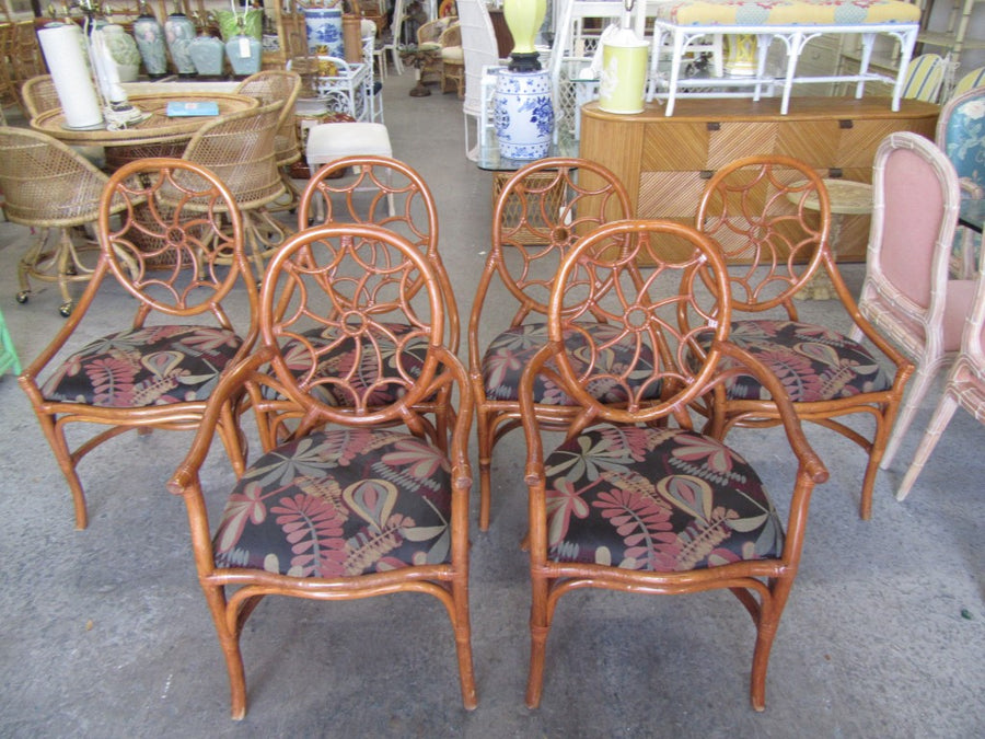 6 Rattan Spider Back Dining Chairs