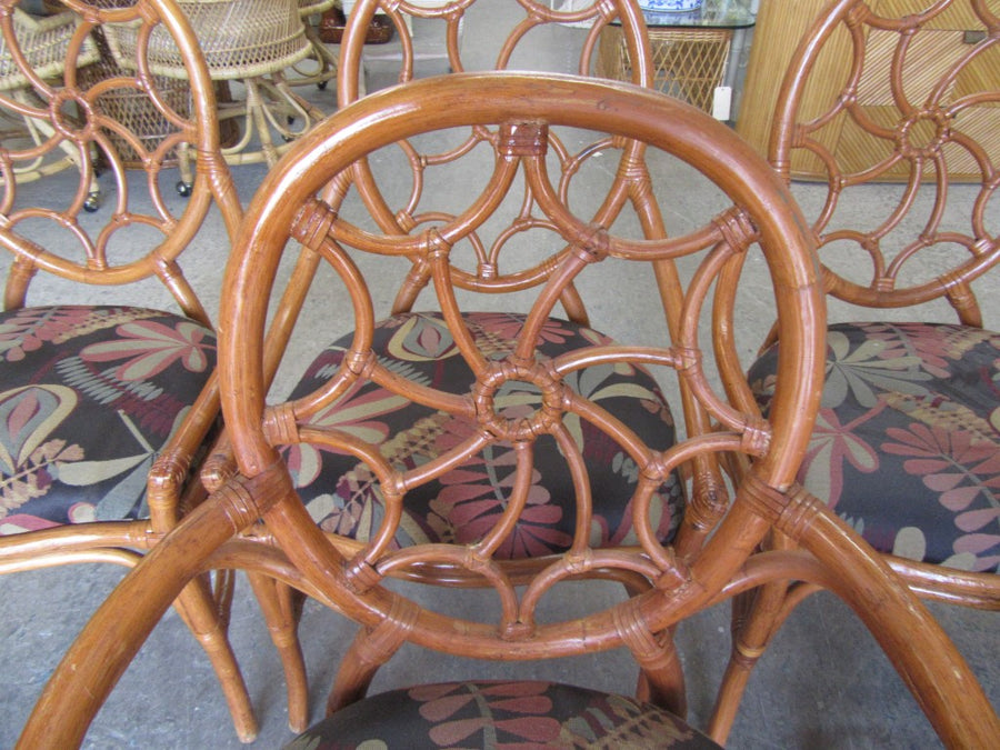 6 Rattan Spider Back Dining Chairs