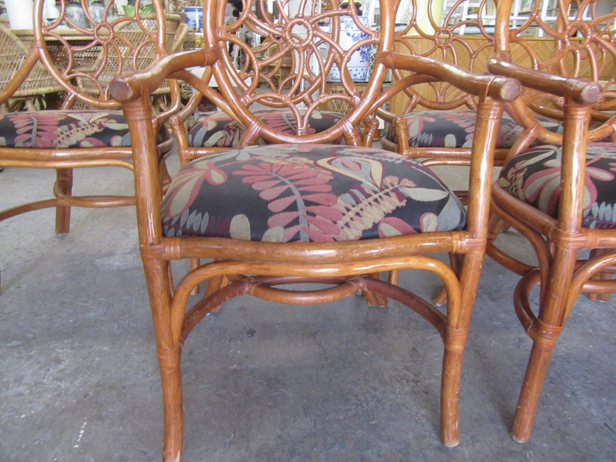 6 Rattan Spider Back Dining Chairs