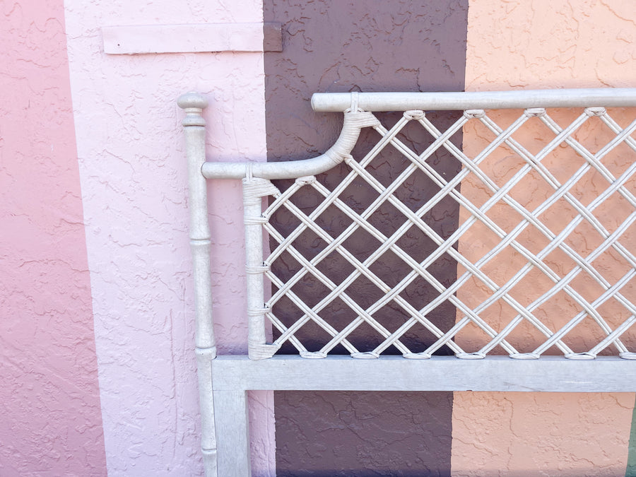 Pair of Ficks Reed Lattice Rattan Queen Headboards