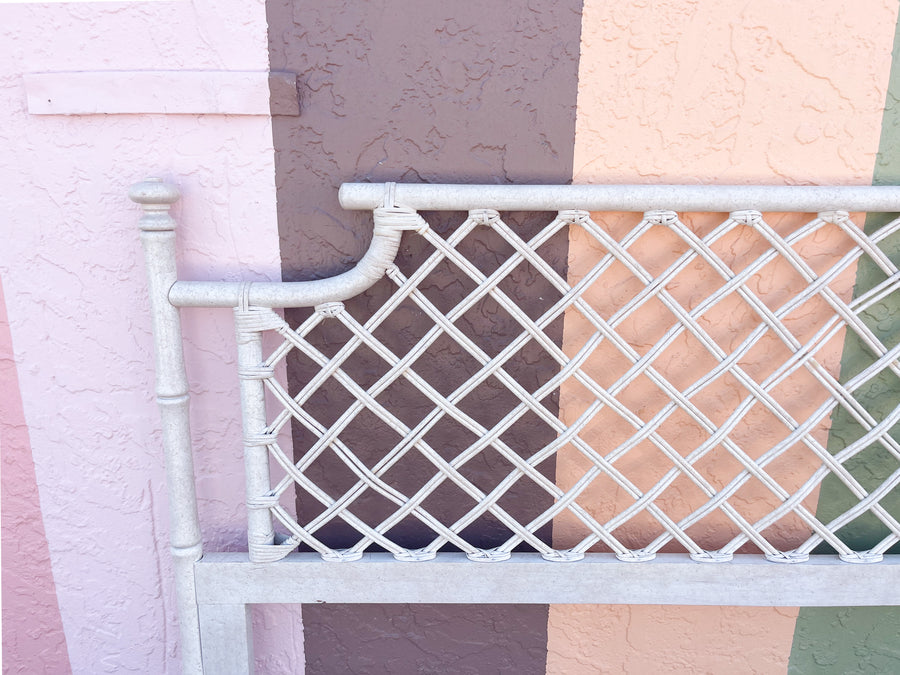 Pair of Ficks Reed Lattice Rattan Queen Headboards
