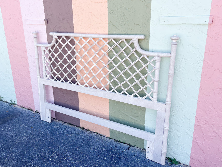 Pair of Ficks Reed Lattice Rattan Queen Headboards