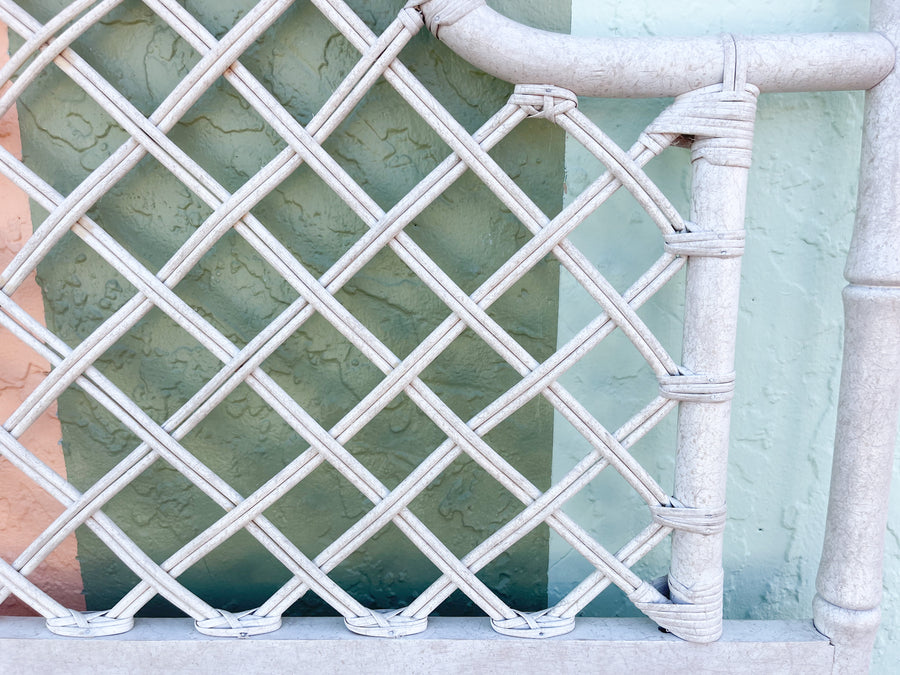 Pair of Ficks Reed Lattice Rattan Queen Headboards