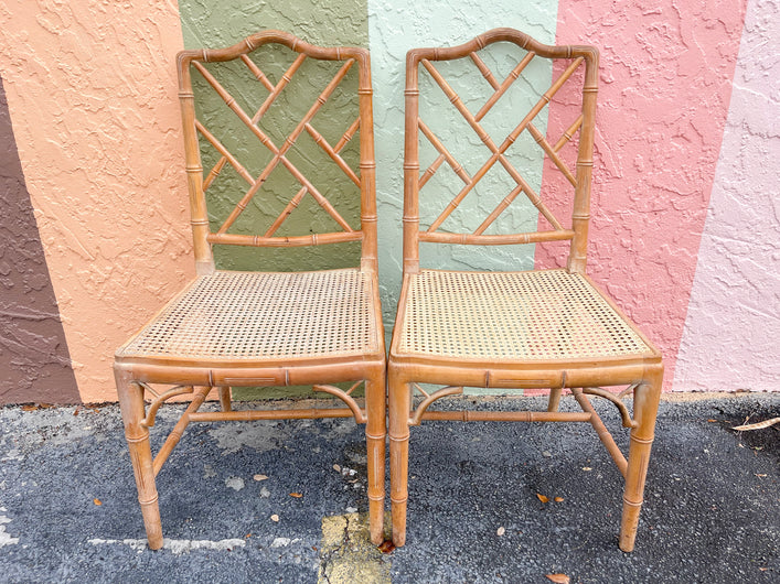 Pair of Faux Bamboo and Cane Chairs