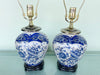 Pair of Petite Blue and White Lamps