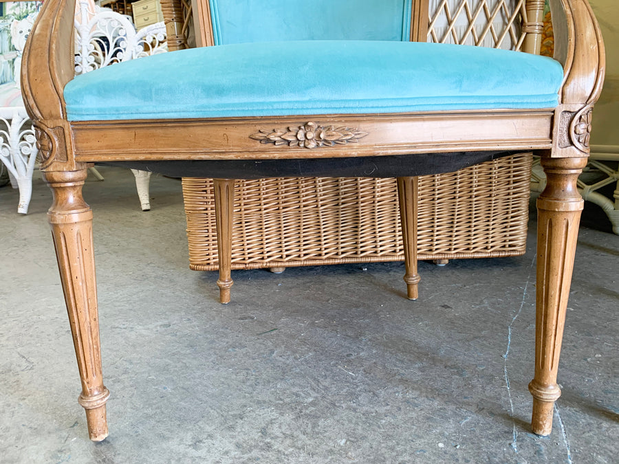 Pair of Turquoise Regency Bergere Chairs