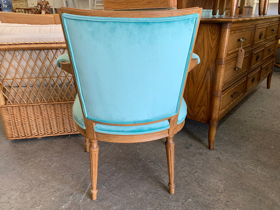 Pair of Turquoise Regency Bergere Chairs