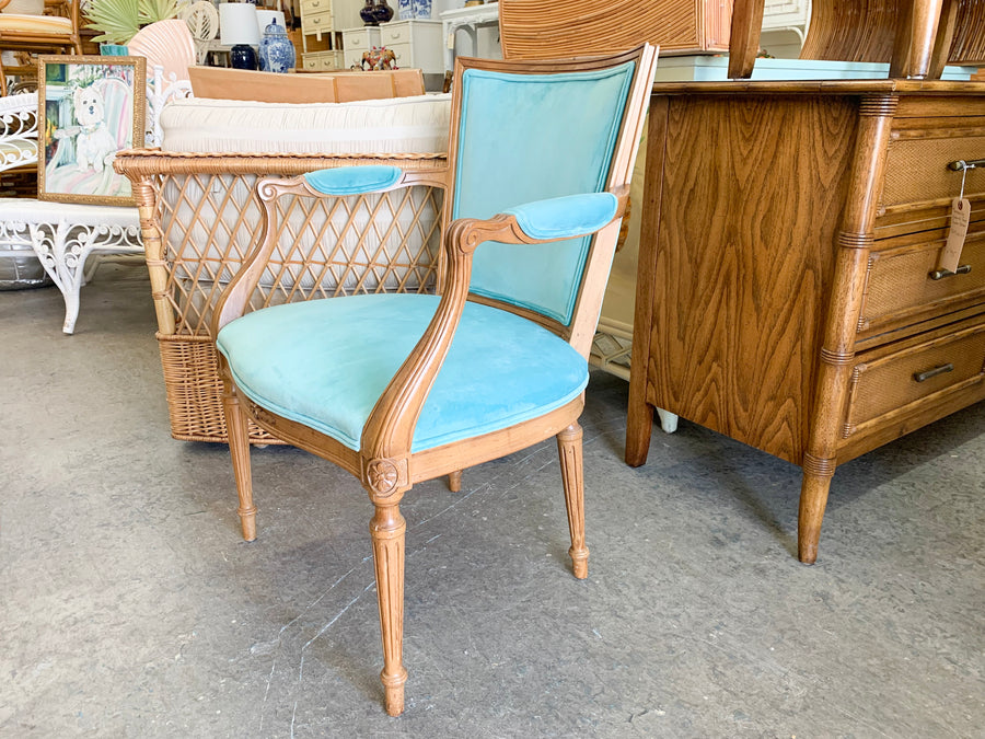 Pair of Turquoise Regency Bergere Chairs