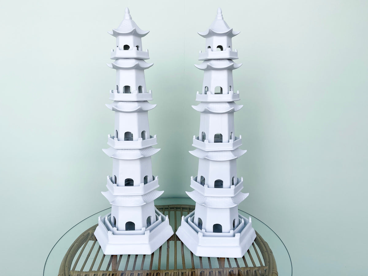 Pair of Modern Ceramic Pagoda Tulipieres