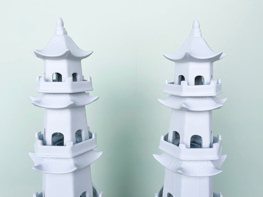 Pair of Modern Ceramic Pagoda Tulipieres