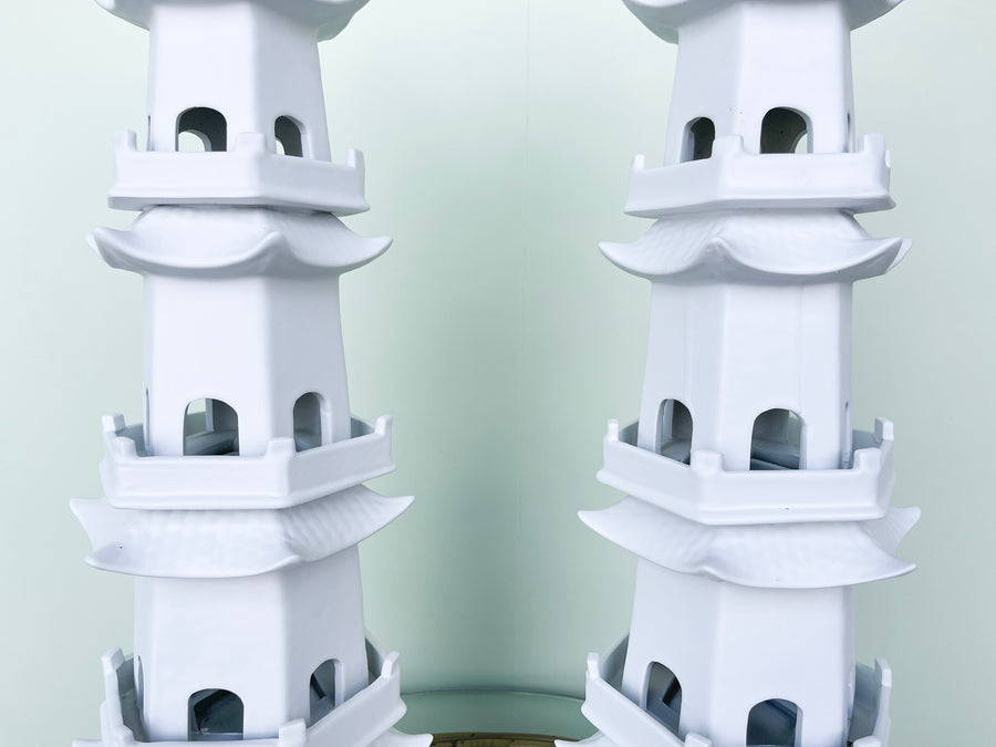 Pair of Modern Ceramic Pagoda Tulipieres