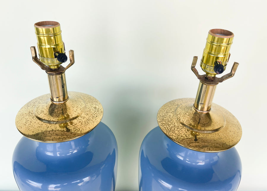 Pair of Coastal Blue Lamps