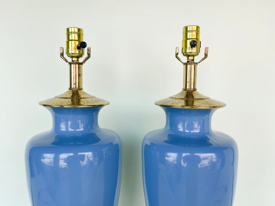 Pair of Coastal Blue Lamps