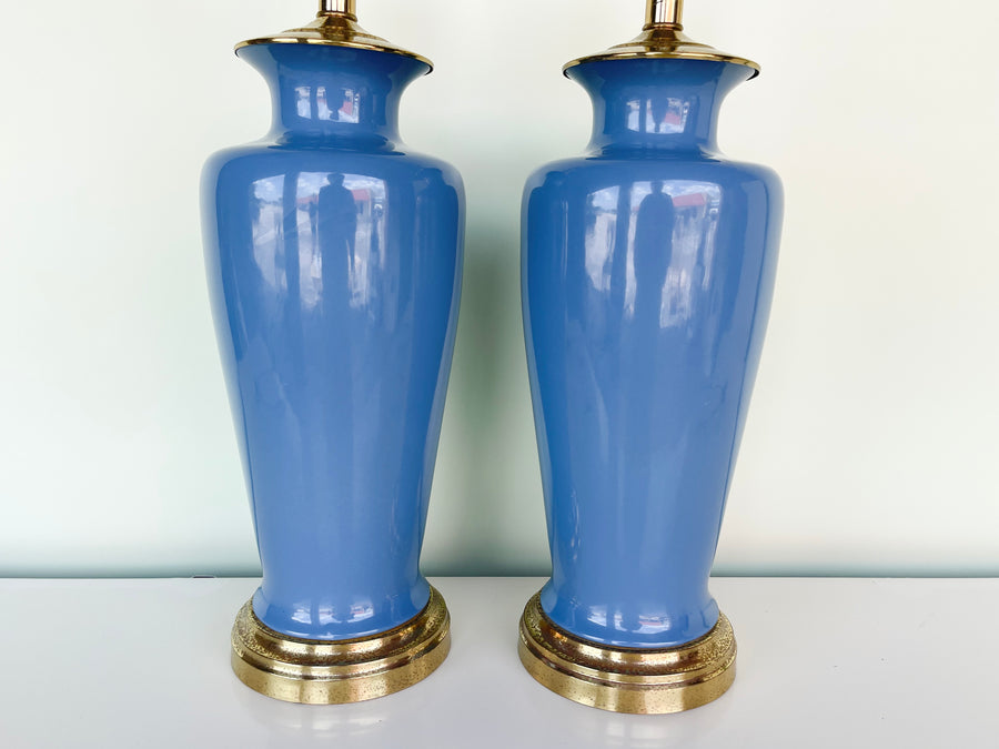 Pair of Coastal Blue Lamps