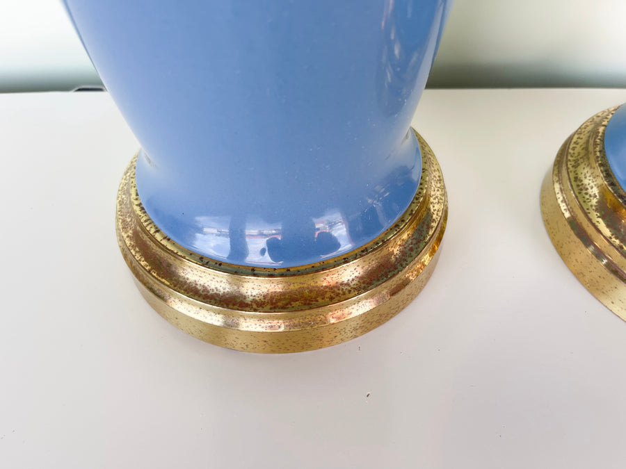 Pair of Coastal Blue Lamps