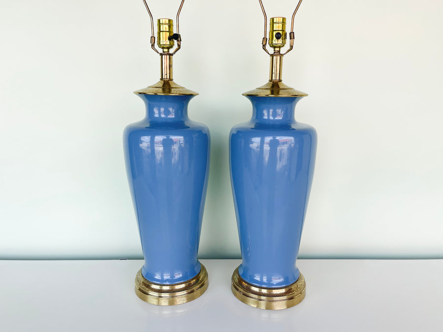 Pair of Coastal Blue Lamps