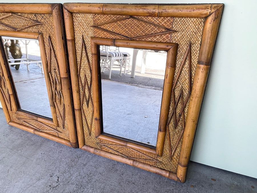 Pair of Islandy Rattan Mirrors