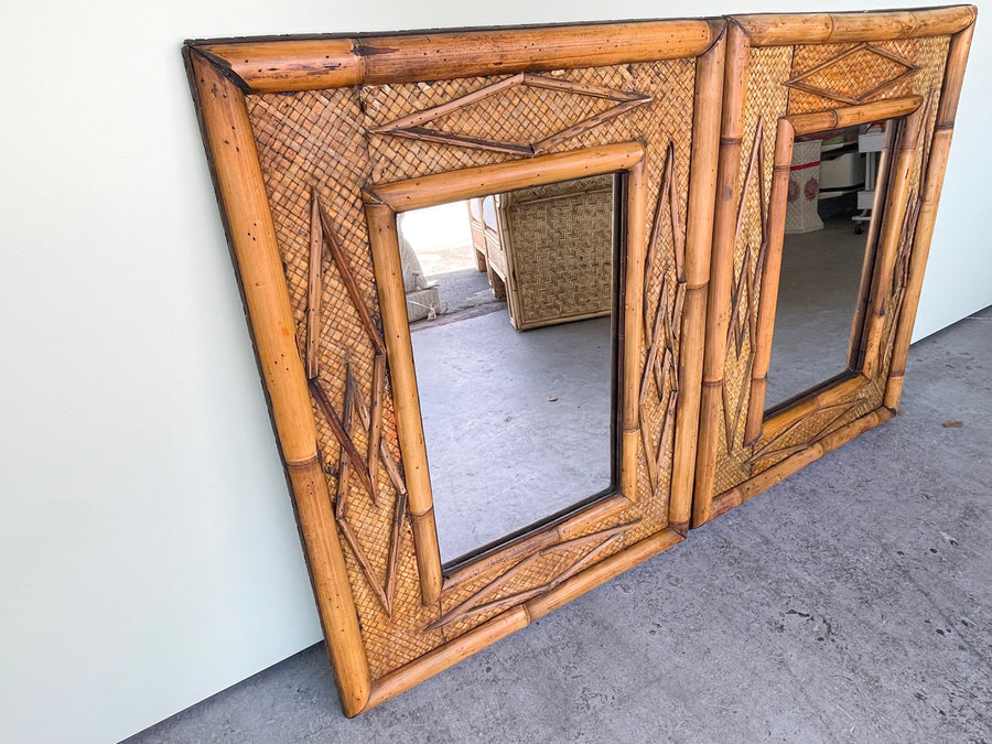 Pair of Islandy Rattan Mirrors