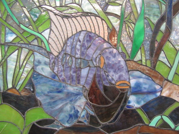 Slag Stained Glass Fish Window