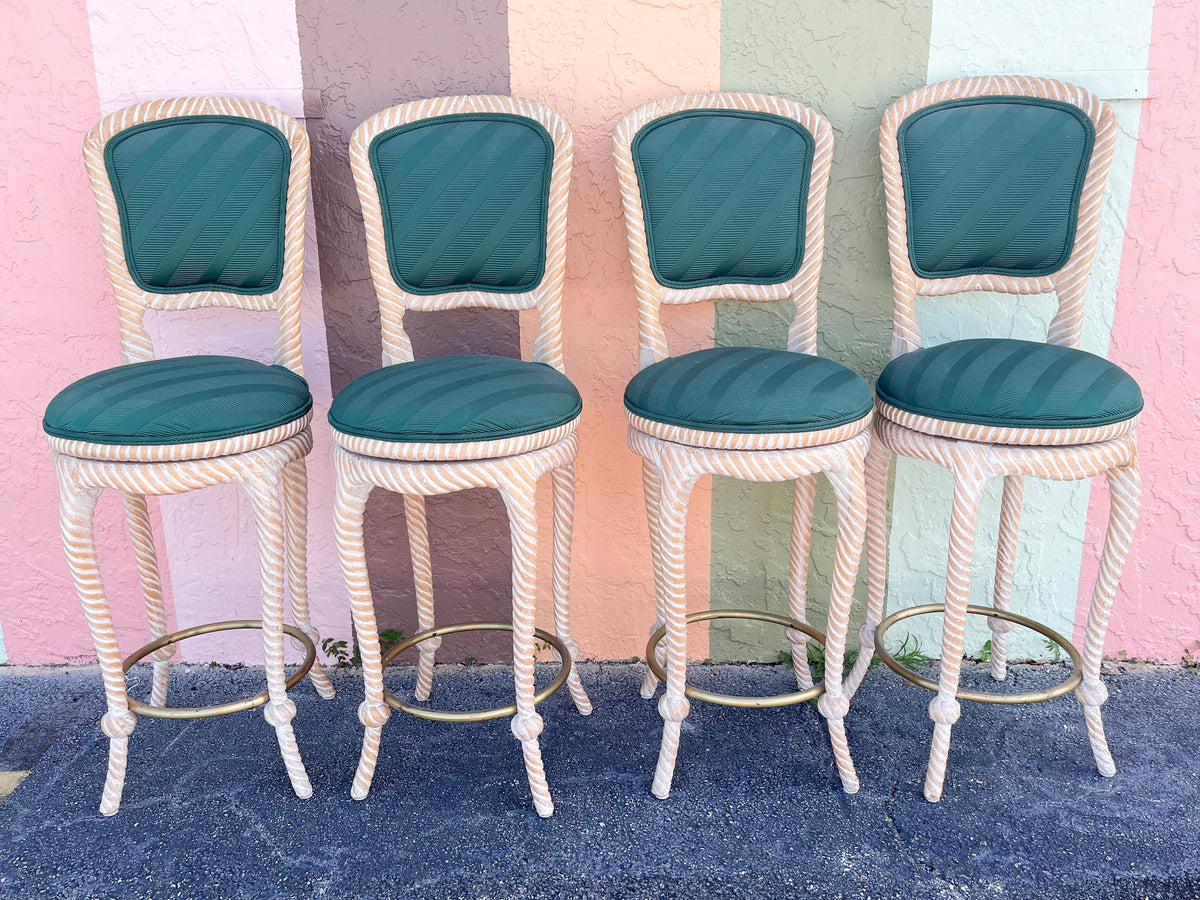 Set of Four Italian Rope Knot Bar Stools