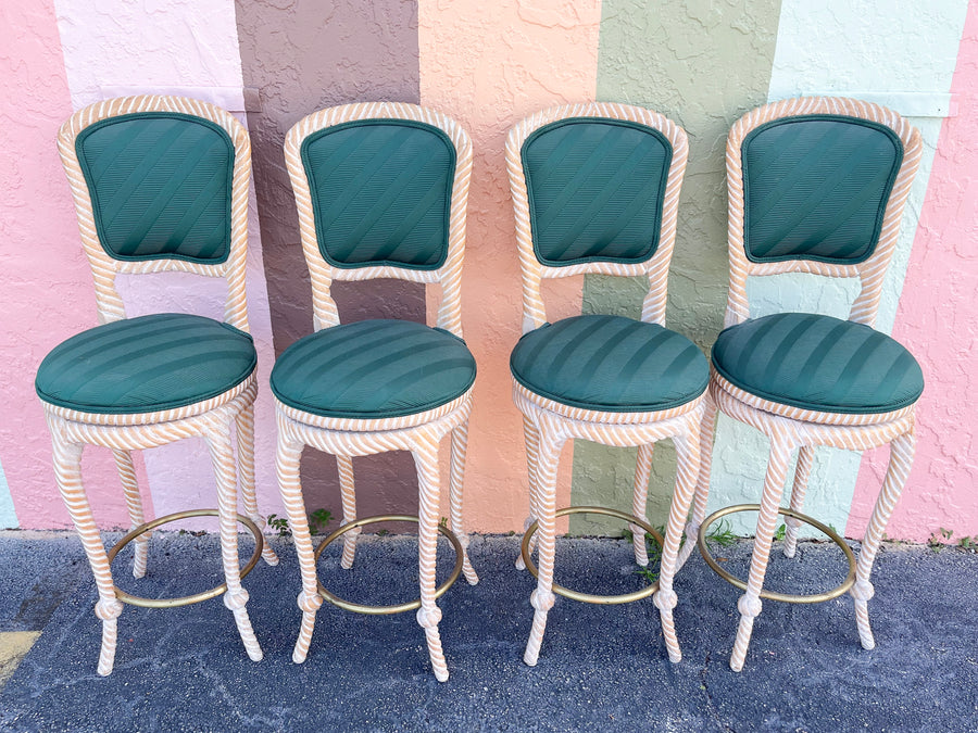 Set of Four Italian Rope Knot Bar Stools