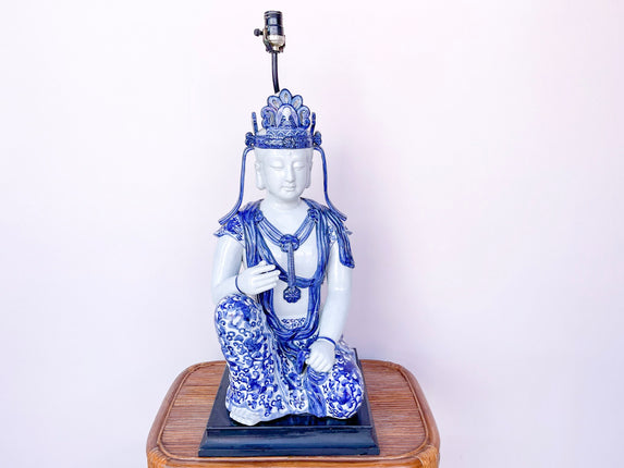 Fab Blue and White Buddha Lamp