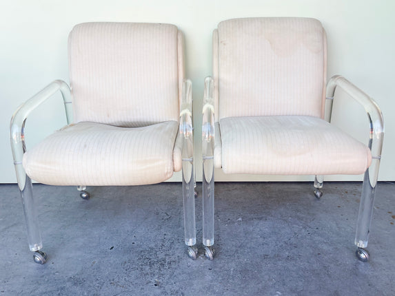 Pair of Charles Hollis Jones Lucite Arm Chairs