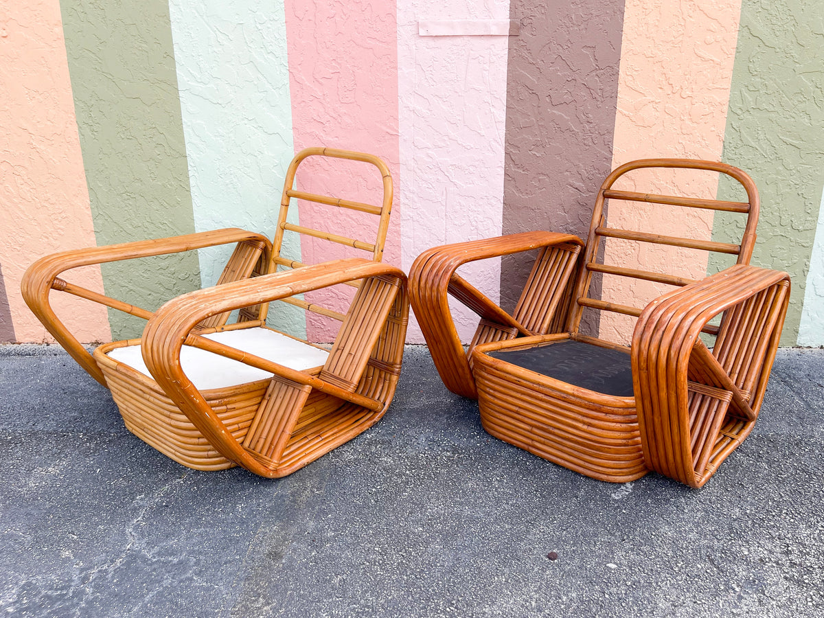 Pair of Frankl Style Rattan Pretzel Chairs