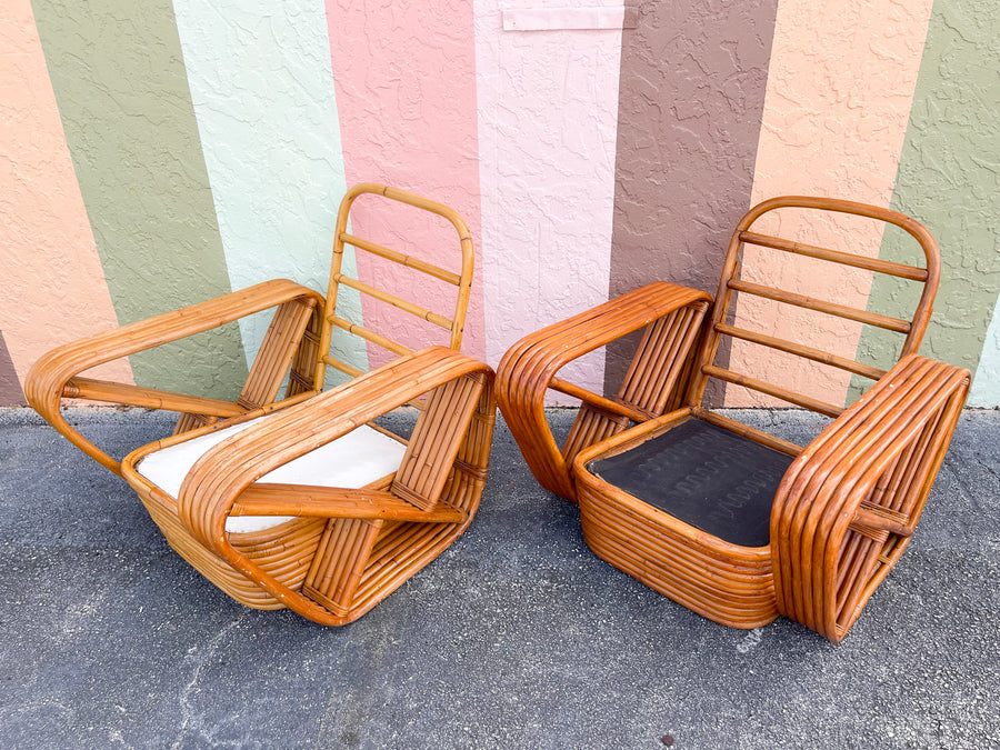 Pair of Frankl Style Rattan Pretzel Chairs
