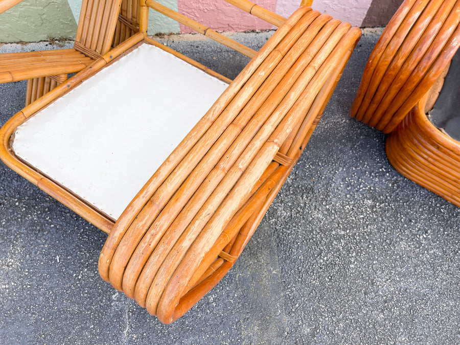 Pair of Frankl Style Rattan Pretzel Chairs