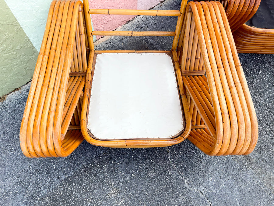Pair of Frankl Style Rattan Pretzel Chairs