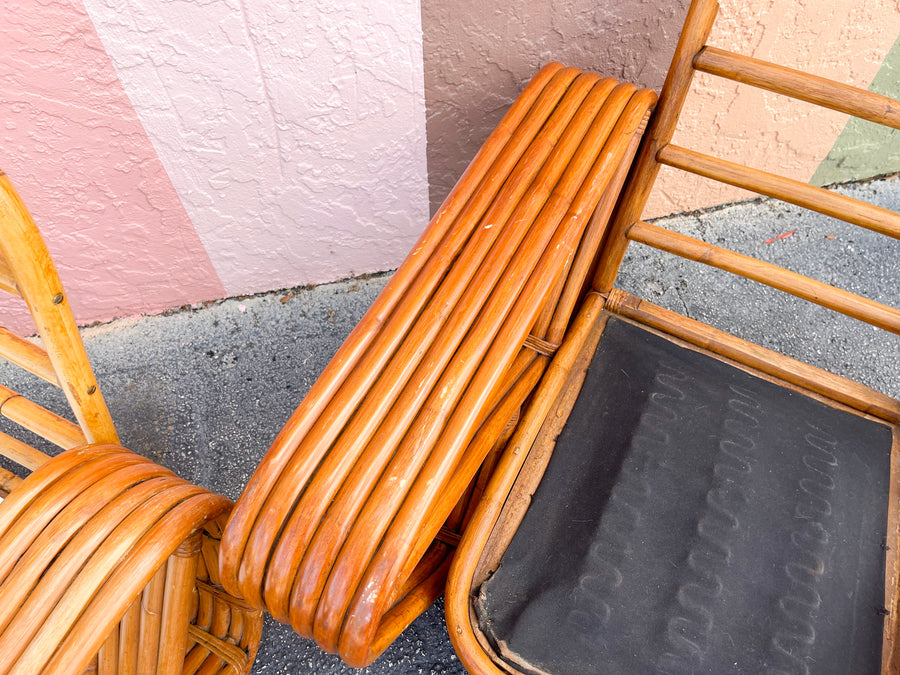 Pair of Frankl Style Rattan Pretzel Chairs