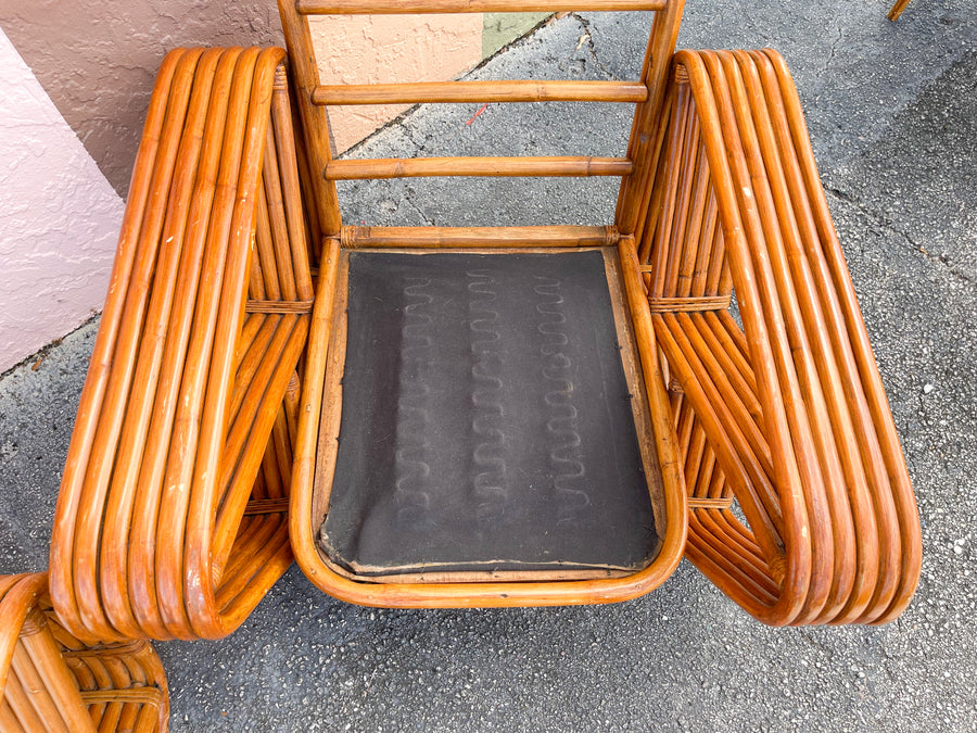 Pair of Frankl Style Rattan Pretzel Chairs