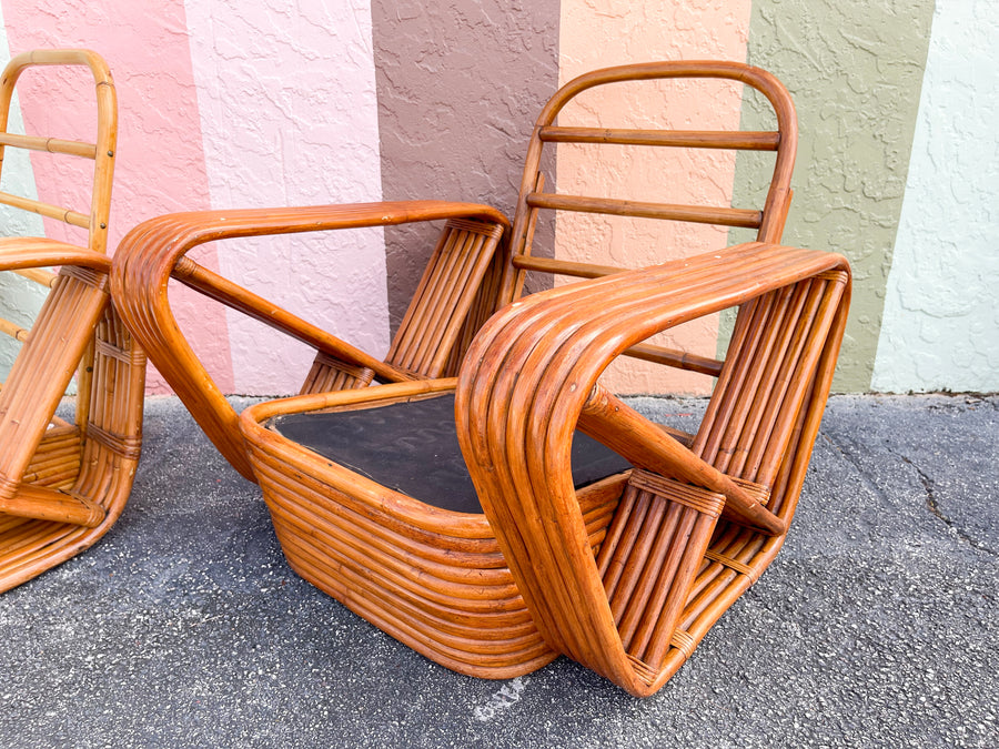 Pair of Frankl Style Rattan Pretzel Chairs