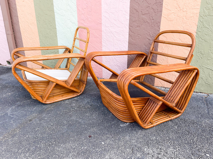 Pair of Frankl Style Rattan Pretzel Chairs