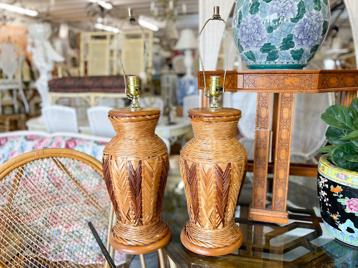Pair of Island Style Basket Lamps