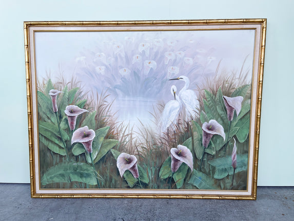Old Florida Heron and Calla Lily Original Art